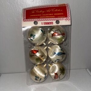 The Gallery Art Collection Vintage 6 pk Cardinal and BlueJay 2.5" Ornaments